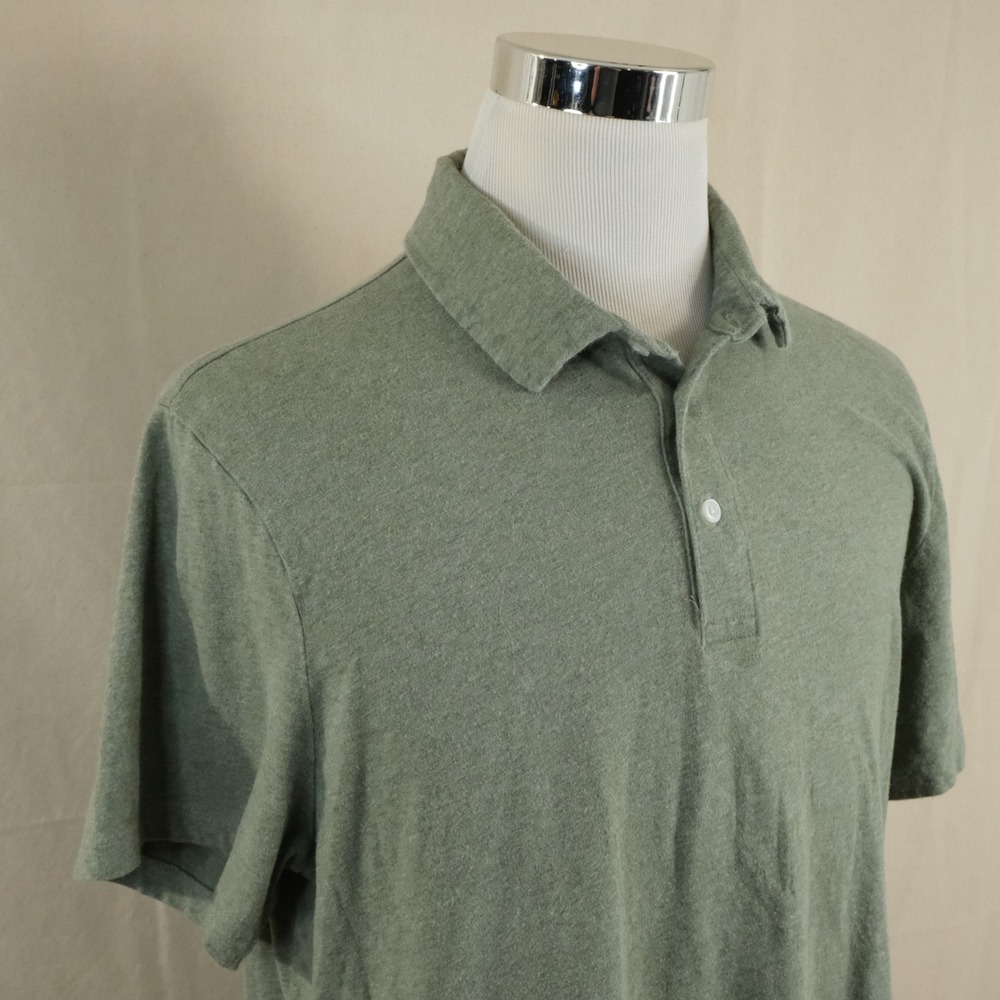 J.Crew XL Slim Fit Sueded Jersey Polo Shirt Green Heather Oarsman Cotton Mens